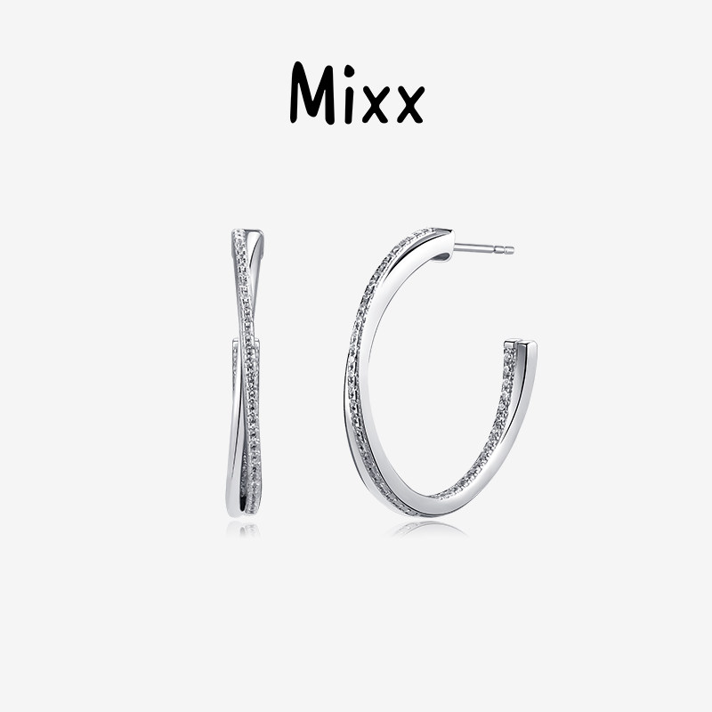 Mixx靡诗925纯银星光线条系列月半耳圈日常百搭高级感耳环耳饰,饰品/流行首饰/时尚饰品新,耳环,淘宝优惠券,粉丝福利购,淘宝优惠卷