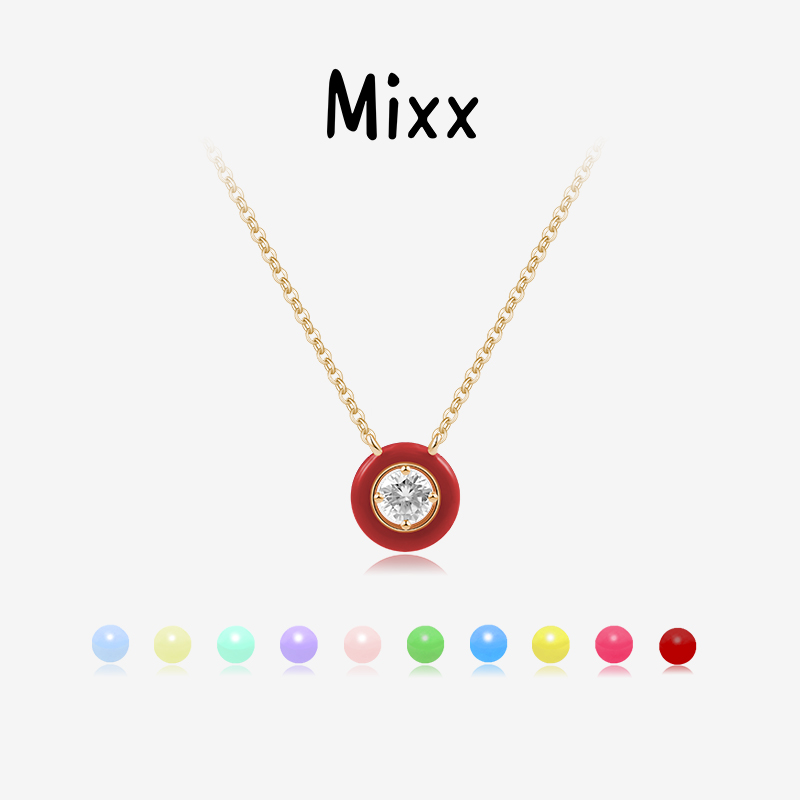 Mixx纯银珐琅甜甜圈锁骨链浅春系