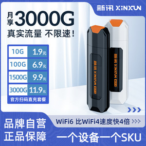 新讯随身wifi移动无线wifi6免插卡网络4g纯流量上网全国通用usb便携式路由器车载户外宿舍笔记本电脑热点宽带