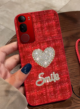 红色本命年布艺小香风适用vivoY50 5G手机壳春节Y70s保护套Y3s过年Y200+全包T2/2026年XNote防摔T1冬天Y7s