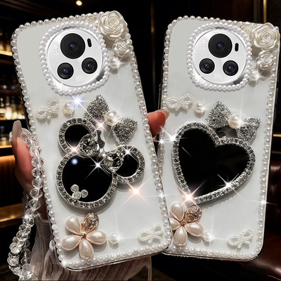 2026马年镶钻化妆镜适用荣耀Magic6手机壳硅胶6Pro新款50Z全包5本命年60Pro高级感9XPro软壳X10Max外壳3女款