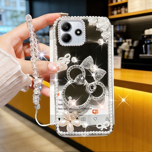 2026马年镶钻奢华适用redmi红米Note14手机壳带镜子13Ultra春节8本命年14Ultra全包15软壳12极速版高级感