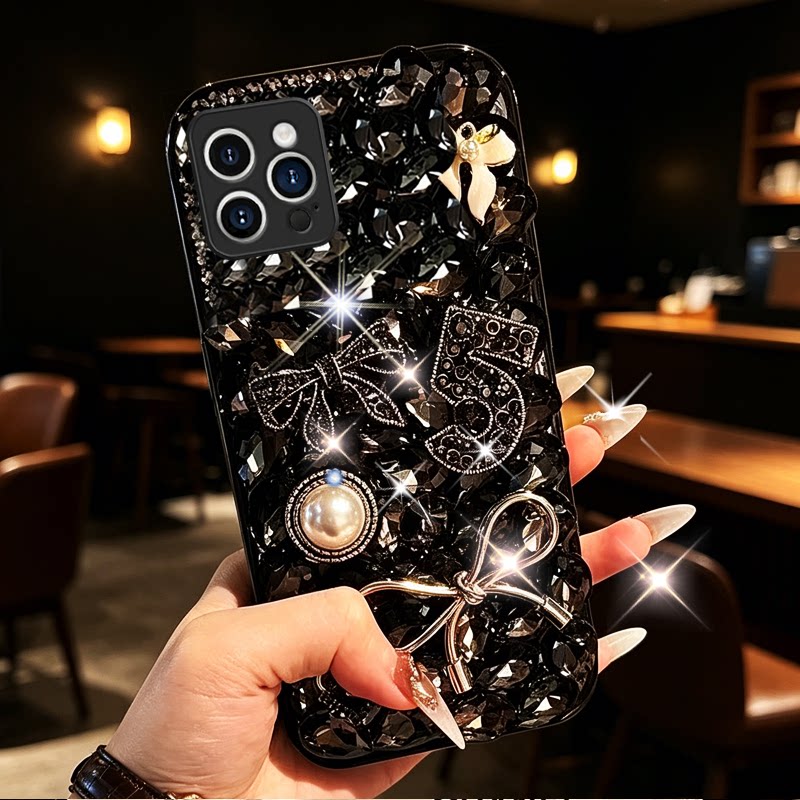 日韩高级感镶钻适用苹果iPhone16ProMax手机壳防摔X保护套12Mini女款5S水钻XS全包6sPlus满钻XR闪钻12新品16