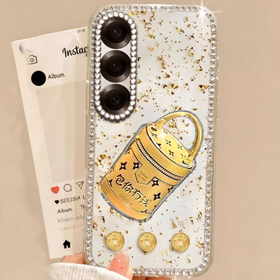 春节金箔招财适用三星GalaxyZFold6手机壳新款F16全包M30s新年款S22Ultra情侣M20高级感M34 5G本命年M10