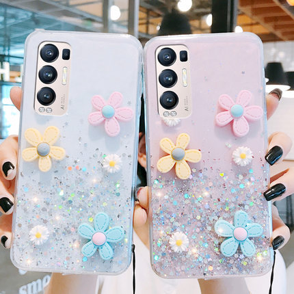 ins冷淡风太阳花透明适用OPPORENO5PRO十手机壳reno6pro十+手机外壳5k软壳7女款网红女2021新款0ppo挂绳opop4
