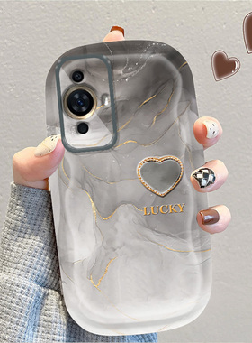 晕染色爱心肥皂壳适用华为nova11手机壳11Pro新款nove8全包防摔7se 5g高级感10Pro女款n0va5简约6se保护套4软