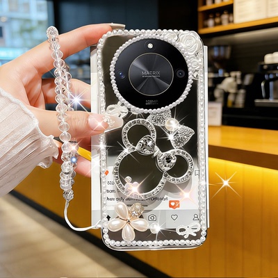 2026马年镶钻奢华适用荣耀X50手机壳带镜子X40网红40女款20高端X40GT上档次30青春版高级感X20SE软壳70Plus
