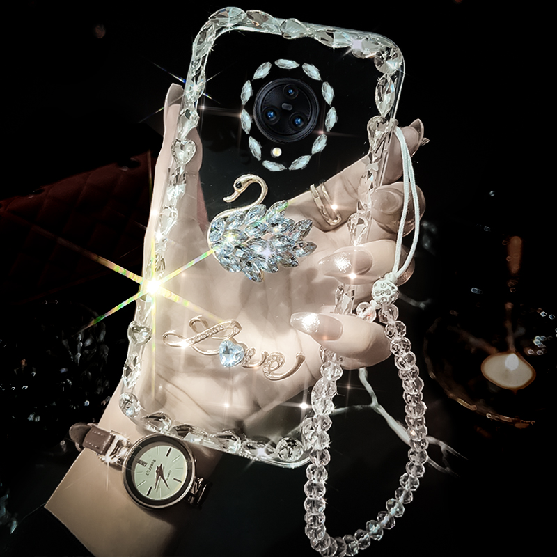 水晶天鹅透明奢华镶钻适用vivonex3手机壳nex3s女5g新款nex旗舰版x7plus硅胶x6防摔v3曲面屏vovo超薄iQOOZ7i