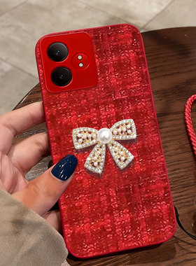 红色喜庆布艺适用realme真我GTNeo6手机壳冬天Realme真我6全包7结婚Neo5SE防摔11外壳11保护套NEO3本命年