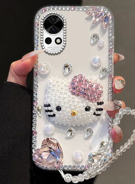 透明镶钻凯蒂猫适用华为nova13手机壳保护套5T防摔荣耀6T网红12ultra外壳畅享9Plus新品6 5G硬壳7Pro/2025年