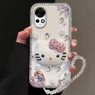 2025年 5G硬壳7Pro 透明镶钻凯蒂猫适用华为nova13手机壳保护套5T防摔荣耀6T网红12ultra外壳畅享9Plus新品