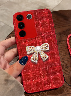 红色喜庆布艺适用vivoS16手机壳防摔V27本命年S19结婚S10过年V27e喜庆S18e春节S12/2026年S15保护套S15全包S9