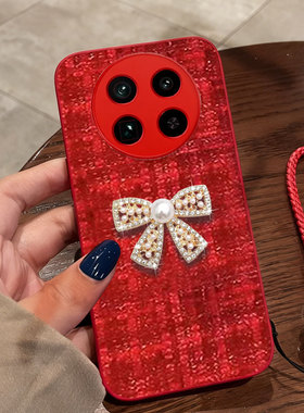 红色喜庆布艺适用realme真我GT5pro手机壳过年V13冬天10+名媛7结婚10小香风V11S保护套Q3S外壳10全包9 5G防摔