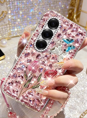 春夏镶钻奢华水钻适用三星GalaxyZFold6手机壳网红M55防摔S24新品M32 5G全包M31/2026年M34 5G女款M14 5G