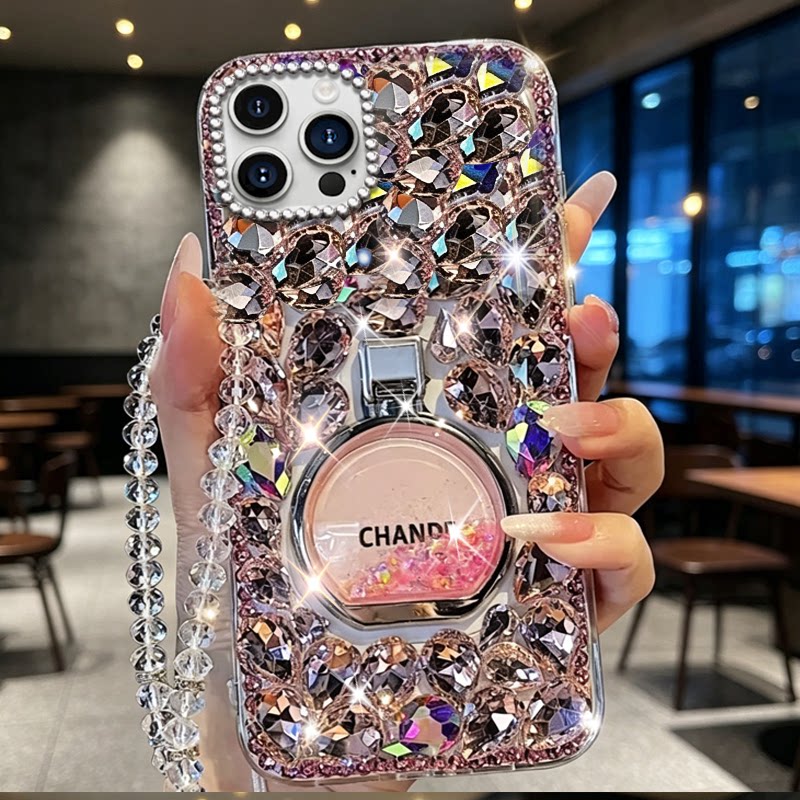 巨好看闪钻带支架适用苹果iPhone16promax手机壳外壳14水钻13Mini女款XR全包12镶钻8/2026年17Pro硅胶6SPLus