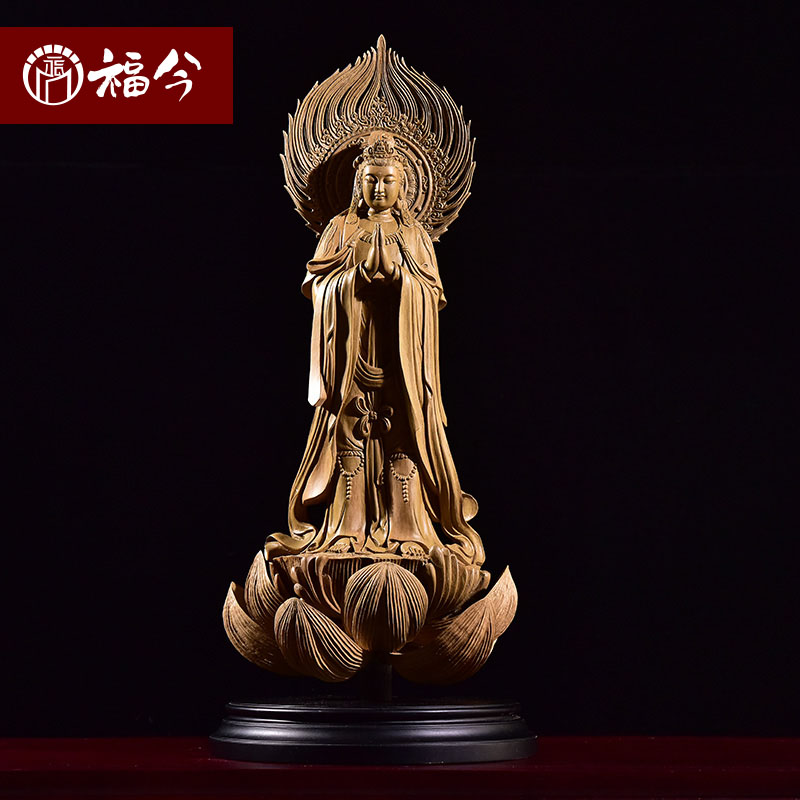 沉香木雕家供合掌观音佛像合十观世音菩萨观音娘娘家居供奉摆件