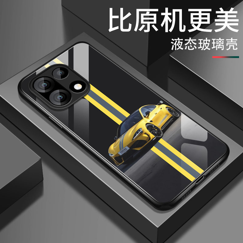 适用一加15手机壳1加15简约高级时尚跑车玻璃硬壳保护套新款oneplus镜头全包防摔软壳男款PLK110创意网红外壳