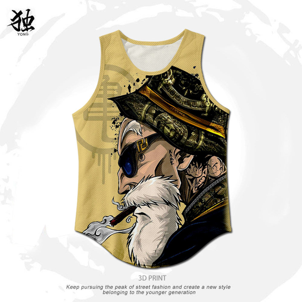 七龙珠无袖T恤涤纶男士速干健身款宽松背心海边沙滩打底衫运动薄