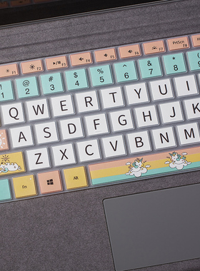 适用微软surface pro7键盘膜pro6笔记本电脑laptop5保护贴膜new新book3平板5可爱卡通4防尘罩全覆盖创意