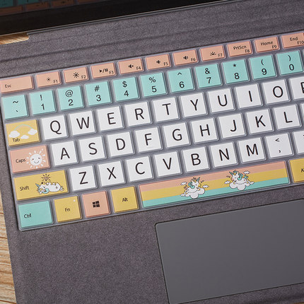 适用微软surface pro7键盘膜pro6笔记本电脑laptop5保护贴膜new新book3平板5可爱卡通4防尘罩全覆盖创意