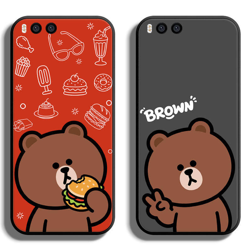 适用小米6手机壳X保护套5全包X防摔s定制sPlus软薄硅胶布朗熊时尚个性新款潮女高级简约创意液态情侣网红直边