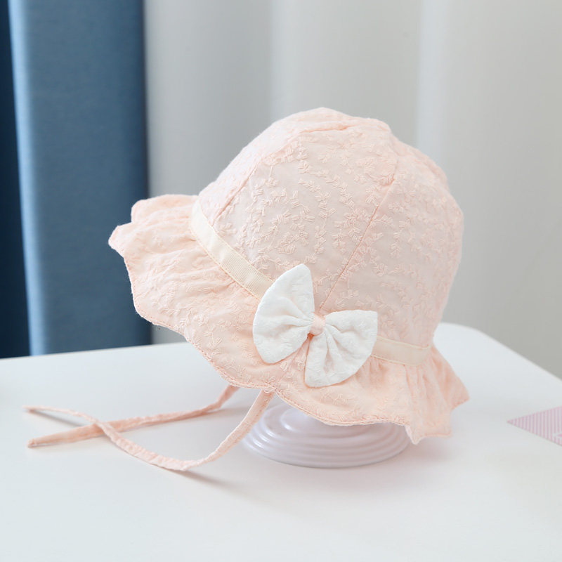 婴儿帽子春秋薄款可爱女宝宝渔夫帽公主帽韩版洋气女童春夏遮阳帽