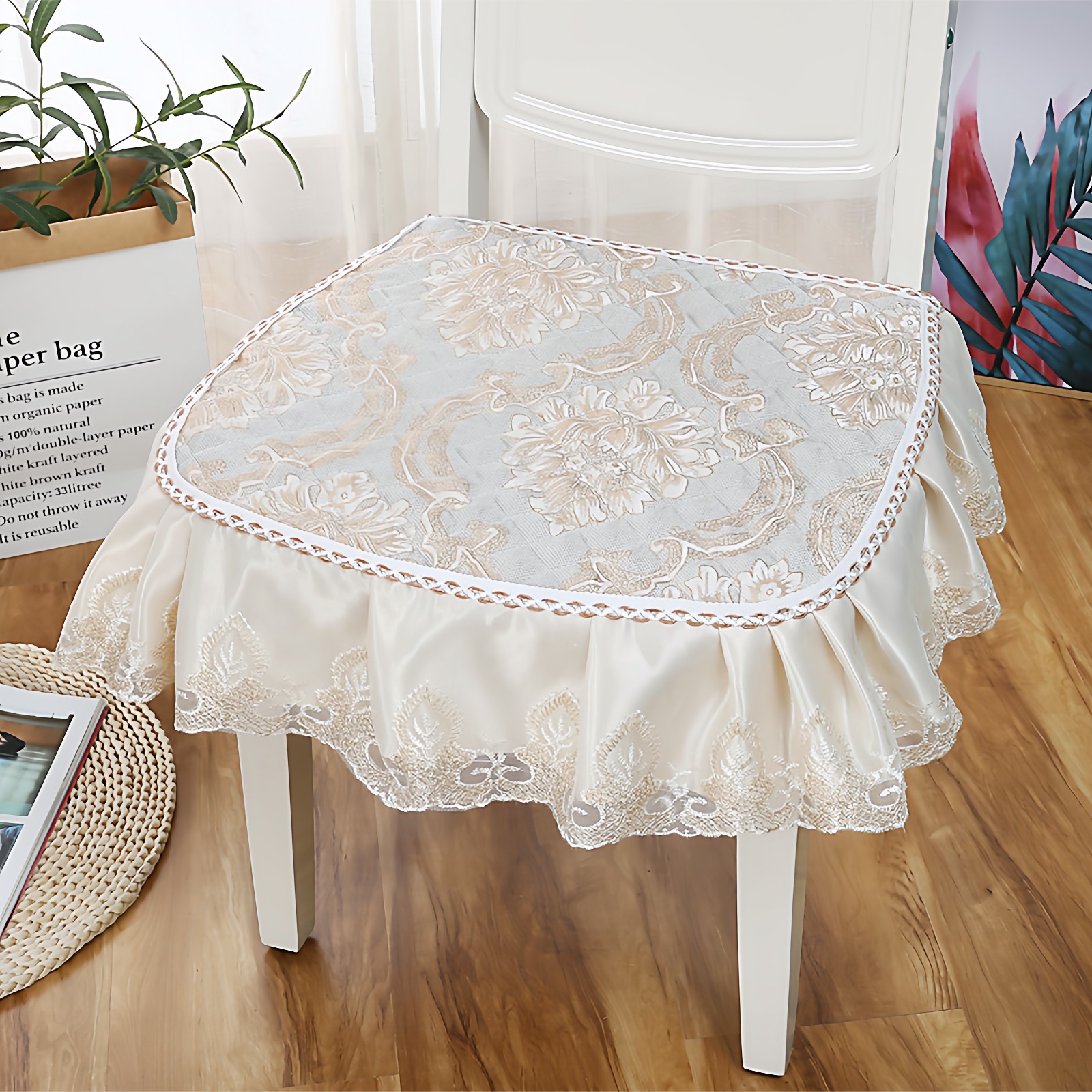 四季通用带绑带办公室椅子坐垫简约客厅餐椅垫防滑座垫垫凳子套罩