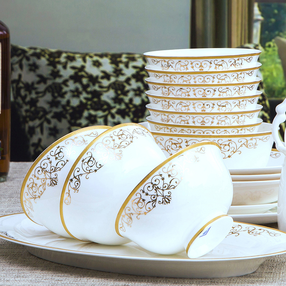 自由组合景德镇骨瓷餐具碗碟套装家用轻奢盘筷子中欧式高档陶瓷器,餐饮具,碗,淘宝优惠券,粉丝福利购,淘宝优惠卷