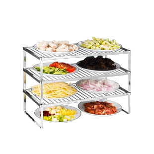 厨房备菜置物架台面可叠加家用收纳层架304不锈钢多层火锅备菜架