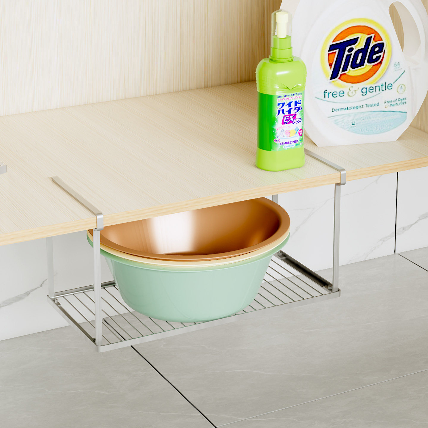 浴室洗脸盆柜下挂架不锈钢厕所洗手间放拖鞋脸盆收纳架柜底脸盆架,收纳整理,整理架/置物架/收纳架,淘宝优惠券,粉丝福利购,淘宝优惠卷