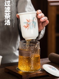 羊脂玉玻璃旅行茶具套装小套便携包式一壶二杯茶壶随行户外快客杯