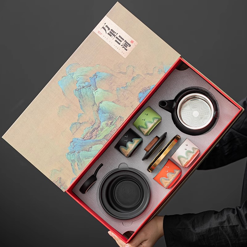 功夫茶具茶盘温茶陶瓷泡茶壶茶杯礼盒套装送长辈妈妈生日礼品定制