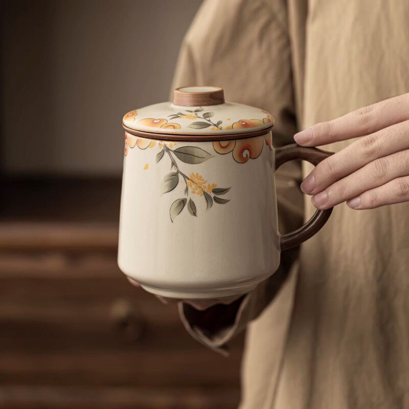 汝窑陶瓷杯办公待客泡茶杯水杯会议中秋节送长辈领导长辈商务礼品