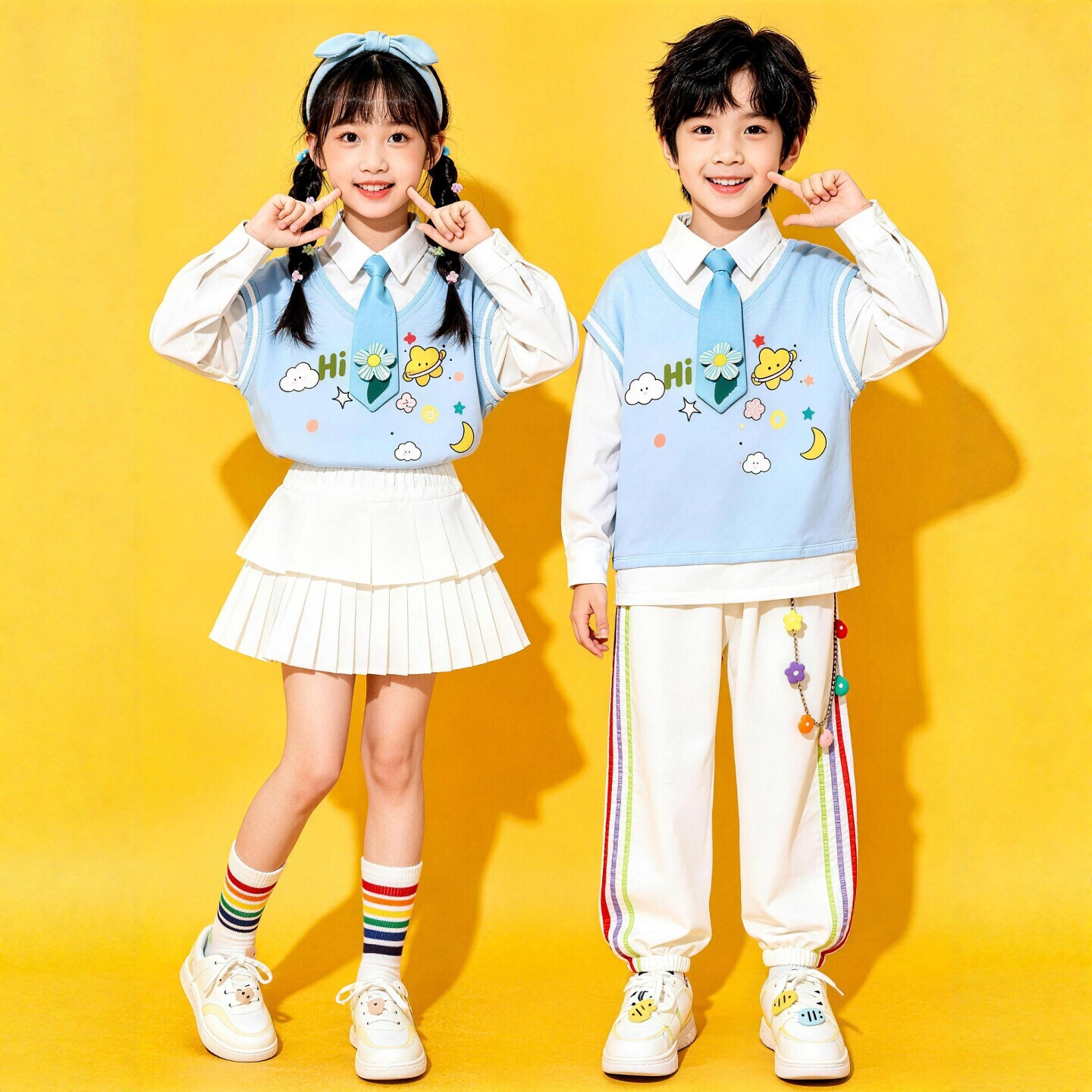 儿童合唱演出服小学生运动会服装幼儿园春秋班服套装啦啦队表演服