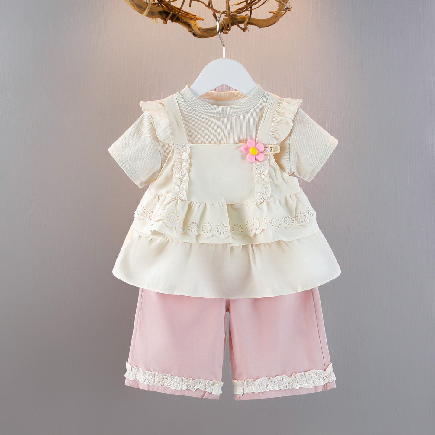 2026儿童糖果风夏天衣服女童飞袖套装夏季两件套女宝宝甜美夏装潮