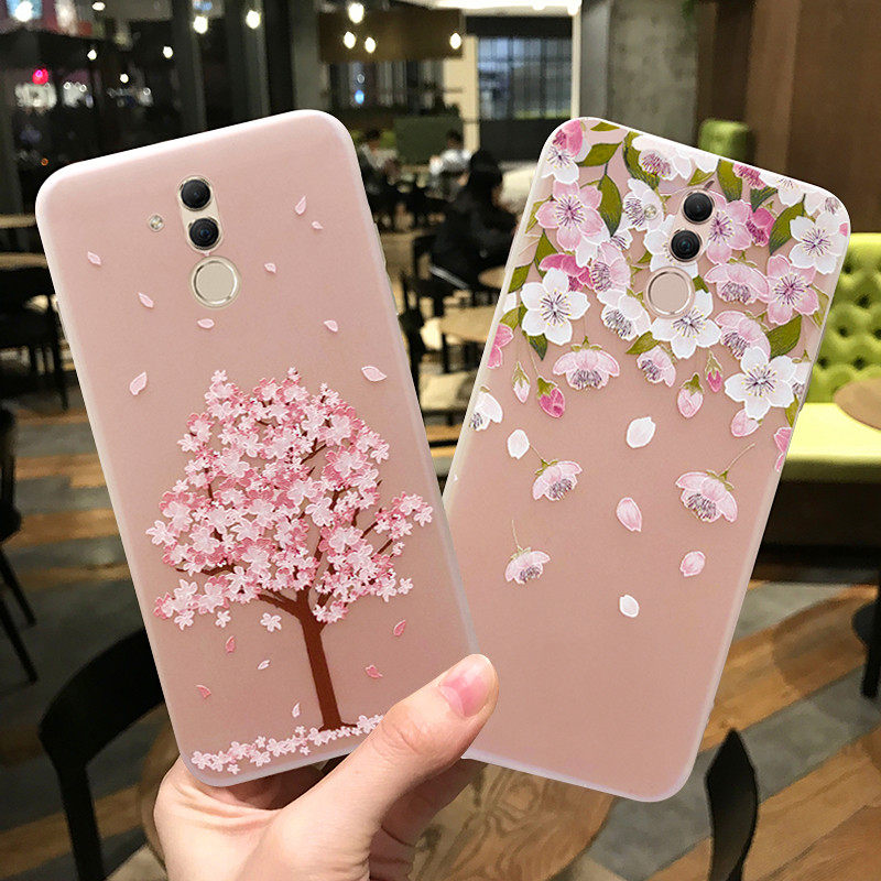适用于华为麦芒7手机壳8女潮牌5透明磨砂软壳g9plus手机套少女款6超薄硅胶保护壳4创意个性新款带挂绳樱花树