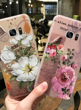 适用于三星s7edge手机壳复古女款潮牌s6edge+磨砂透明s6ege保护套中国风note5硅胶软壳男个性创意g9280带挂绳