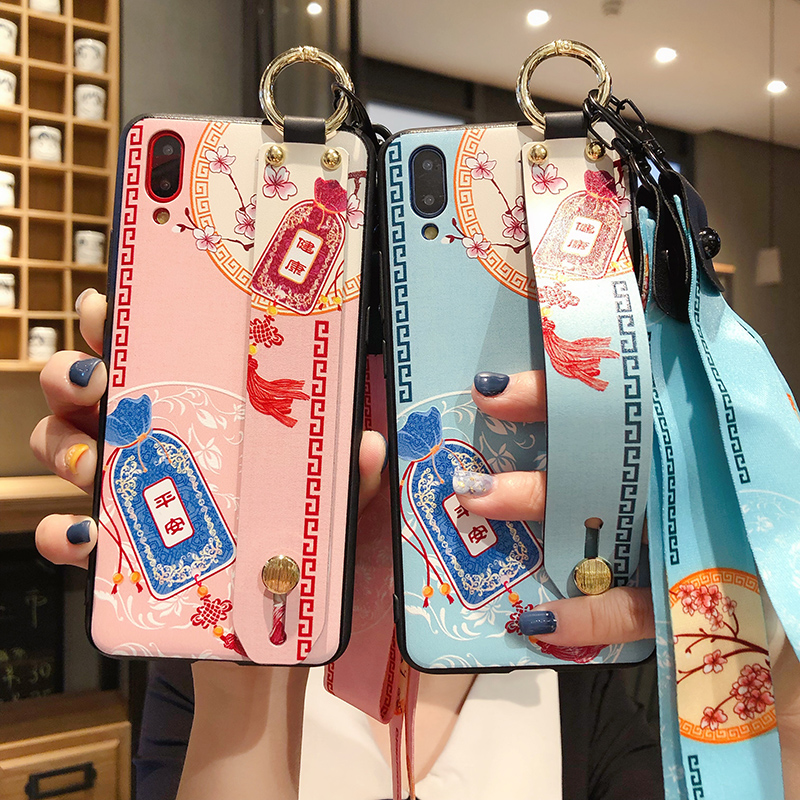 适用于华为nova5i手机壳腕带nove4e中国风novo3e手绳网红n0va2s带挂绳挂脖navo3i女款nava5pro潮牌硅胶软壳