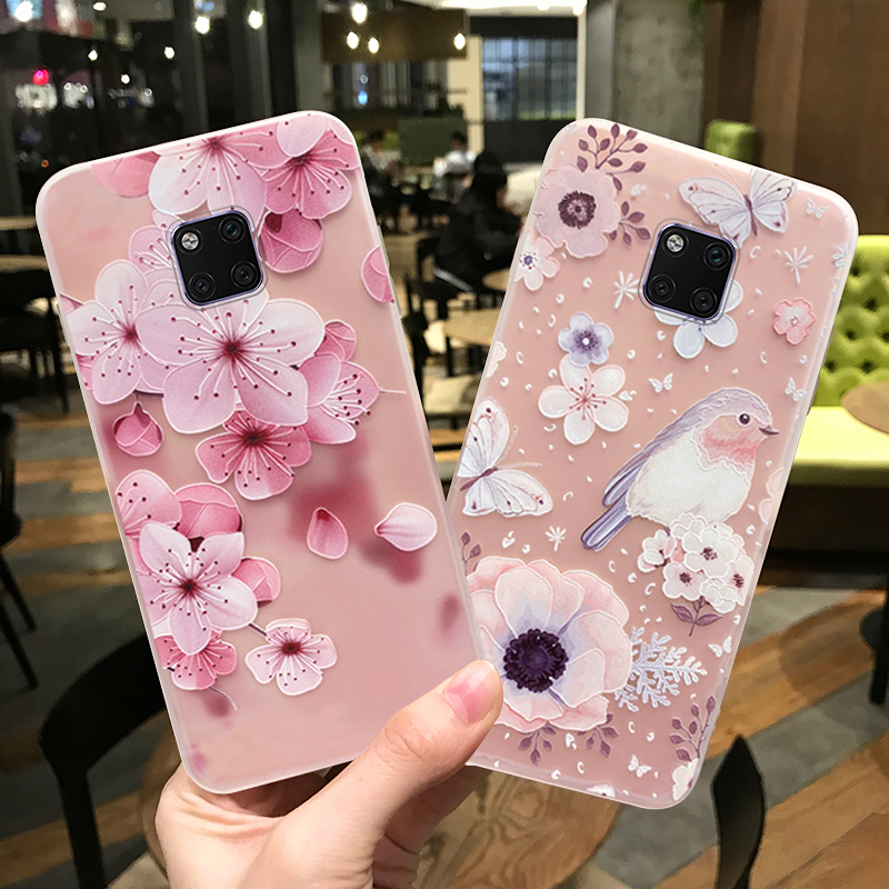 手机壳磨砂透明mate20xp3o桃花