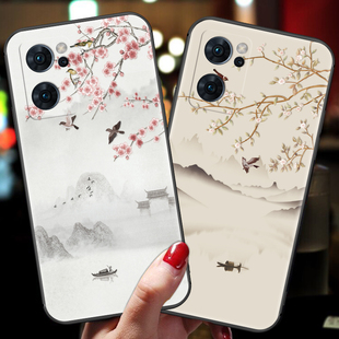 opporeno7pro手机壳复古风reno7se硅胶软壳opopreno7por+女款oppo全包防摔外壳0pp0带挂绳指环扣支架男保护套