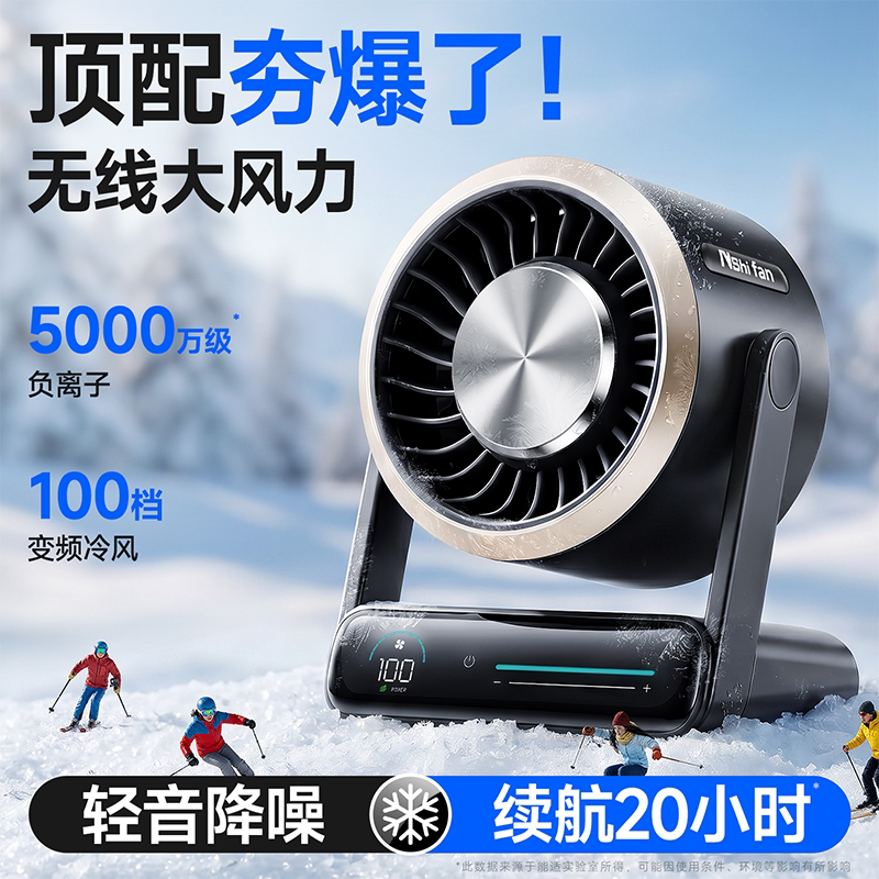 2026新款能适负离子循环桌面风扇小型家用静音办公室usb迷你厨房挂扇宿舍学生床上电扇便携制冷空调扇超强力图片