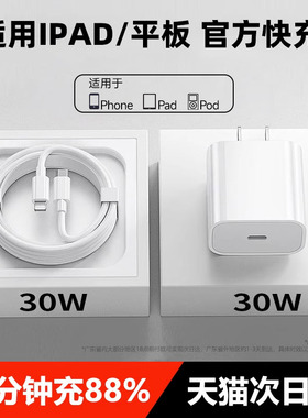30W快充适用苹果ipad充电线ipadpro平板数据线正品快充Typec双头mini5专用2021Air4电脑PD20w加长ip套装