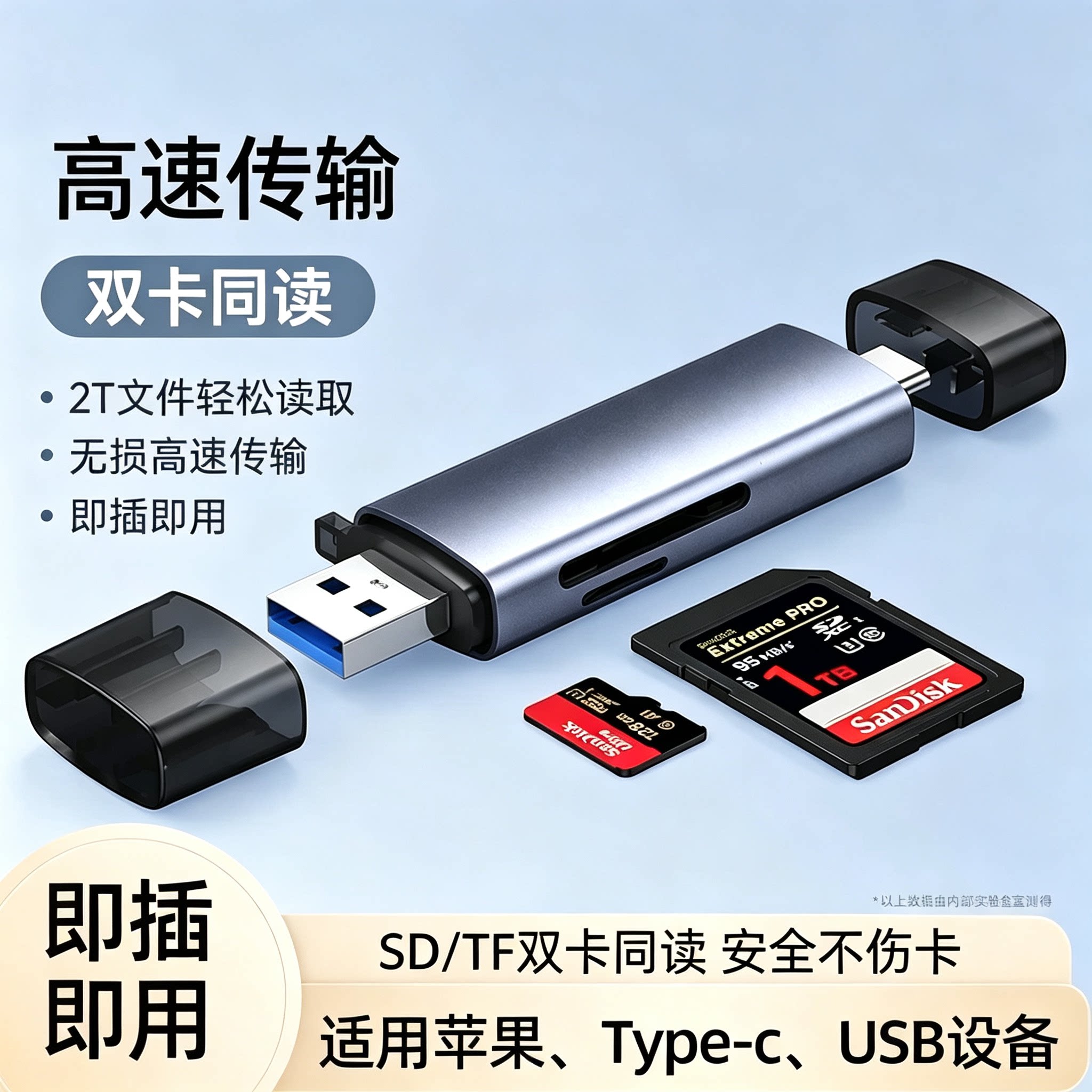 能适usb3.0高速读卡器适用于苹果iphone15手机单反相机sd卡tf卡储存卡万能多功能内存卡转接typec电脑通用