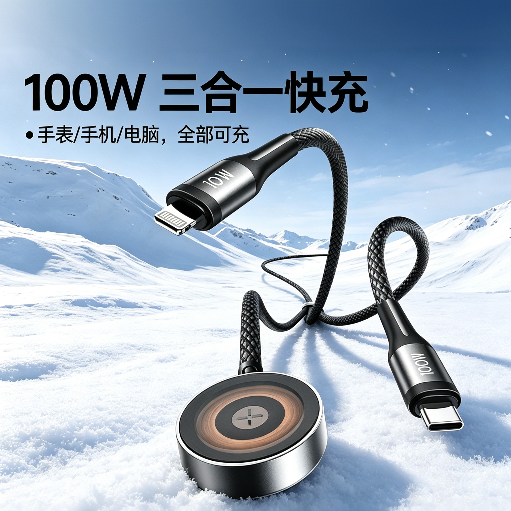 手表苹果平板三合一充电线同时充图片