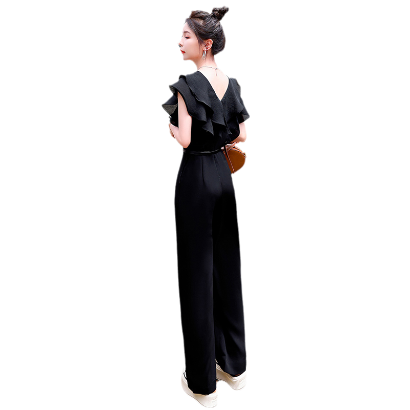欧洲站时髦洋气减龄高级感潮流气质黑色连体裤女2025夏装连衣裤潮
