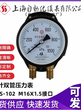 上海自动化仪表四厂双针双管压力表YZS-102 1000KPA 1600KPA 轴向