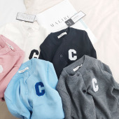 开衫 2026春秋新款 针织圆领长袖 中小童字母薄款 男女童宝宝纯棉韩版