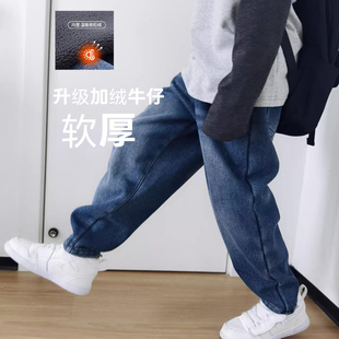 新款 棉裤 童装 男女童加绒保暖老爹裤 潮 中大童长裤 加厚软牛仔冬季