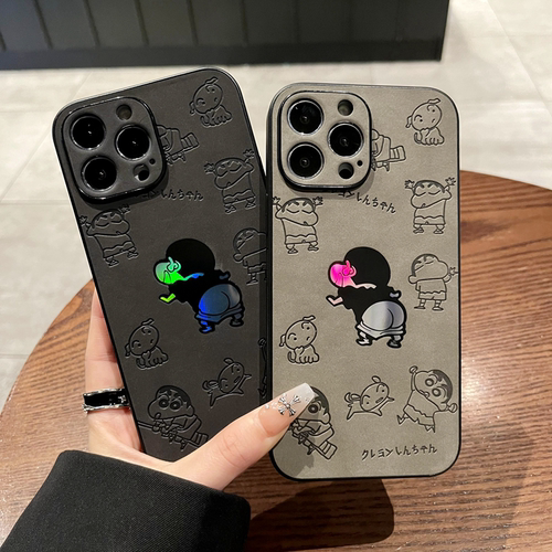 创意镭射PP小新iPhone17promax手机壳iPhone16防摔羊巴皮保护套14promax情侣15pro全包iPhone11搞怪手机壳