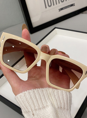 女款太阳镜防紫外线墨镜高级感大脸圆脸复古黑框茶色眼镜素颜神器